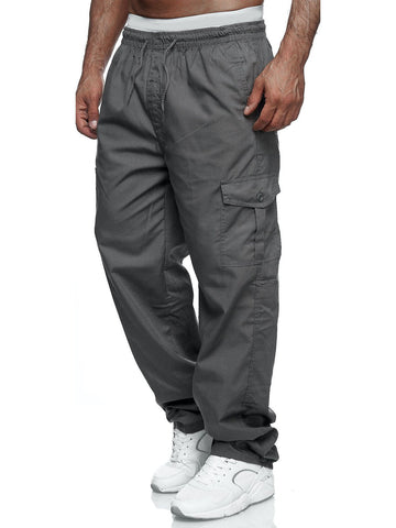 Men's Multi-Pocket Loose Straight-Leg Pants
